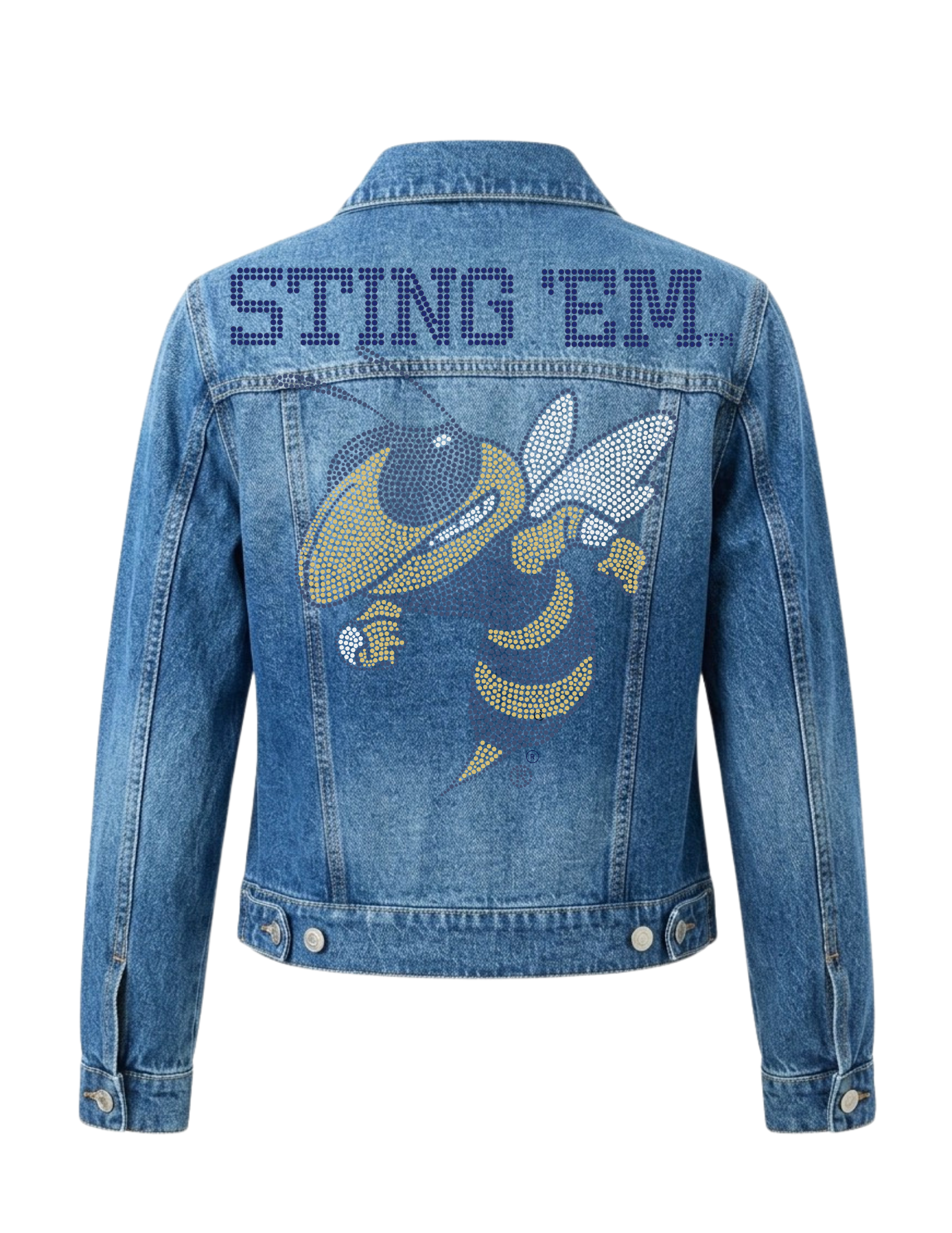Game Day Jacket, Blue Denim, Georgia Tech Sting 'Em Buzz