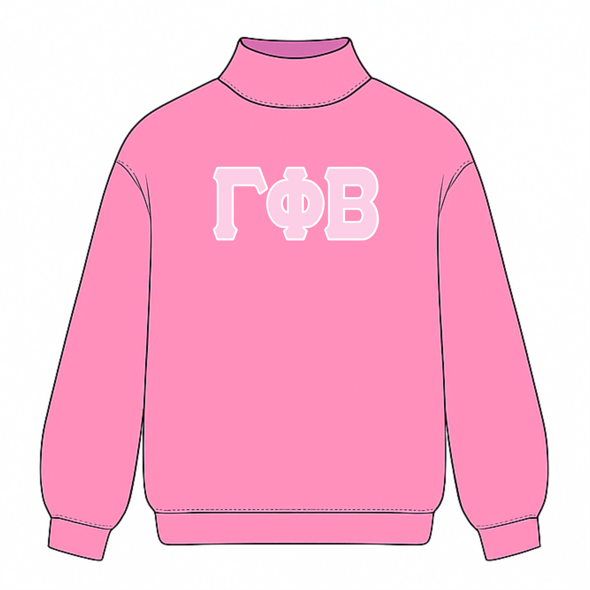 Classic Twill Sorority Embroidered Mock Neck