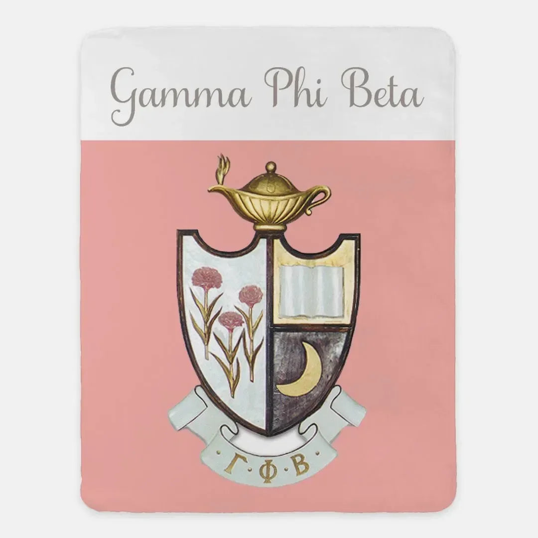 Gamma Phi Beta XL 60x80 Sherpa Blanket - Crest Wide Band