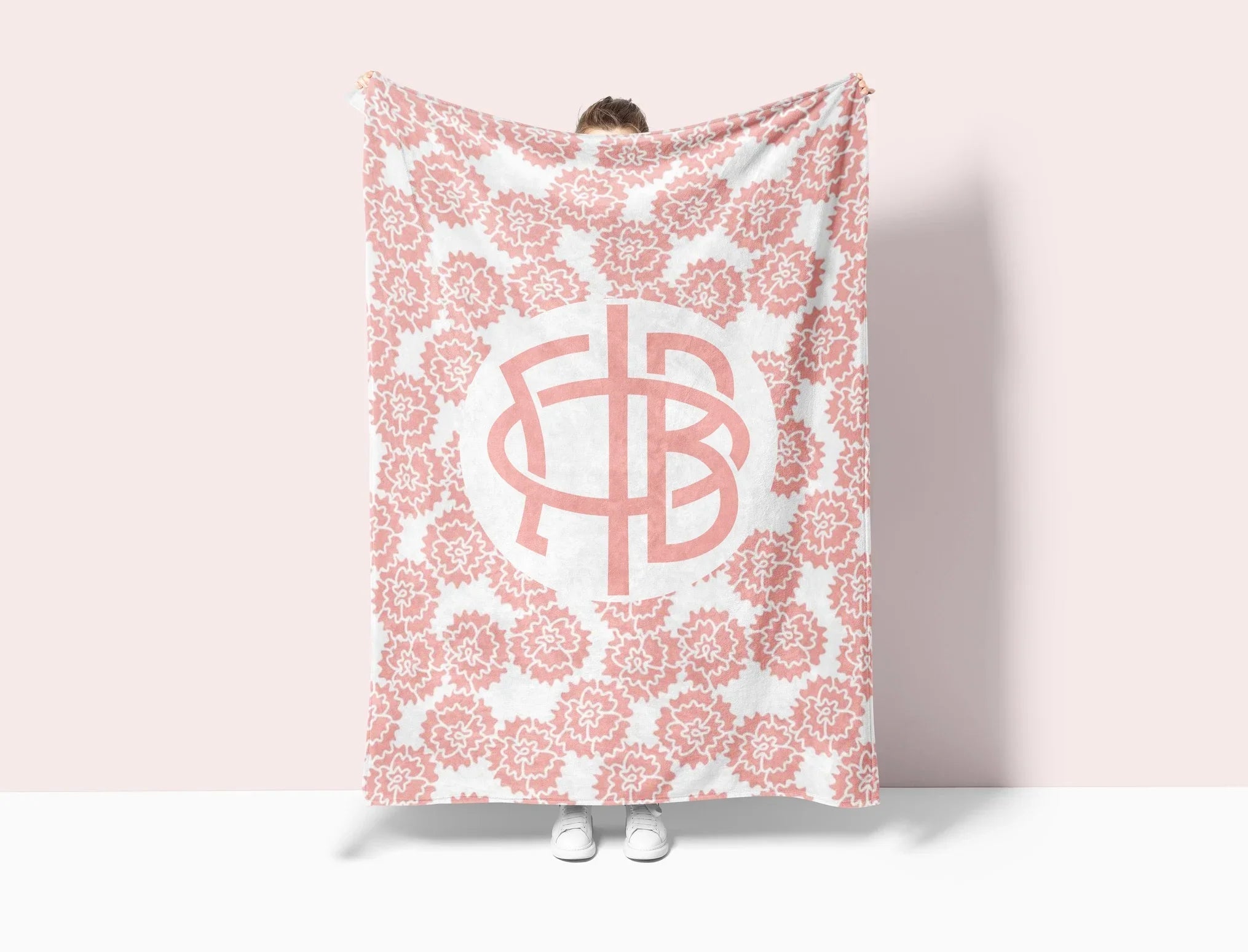 Gamma Phi Beta XL 60x80 Sherpa Throw Blanket - Blush Carnations
