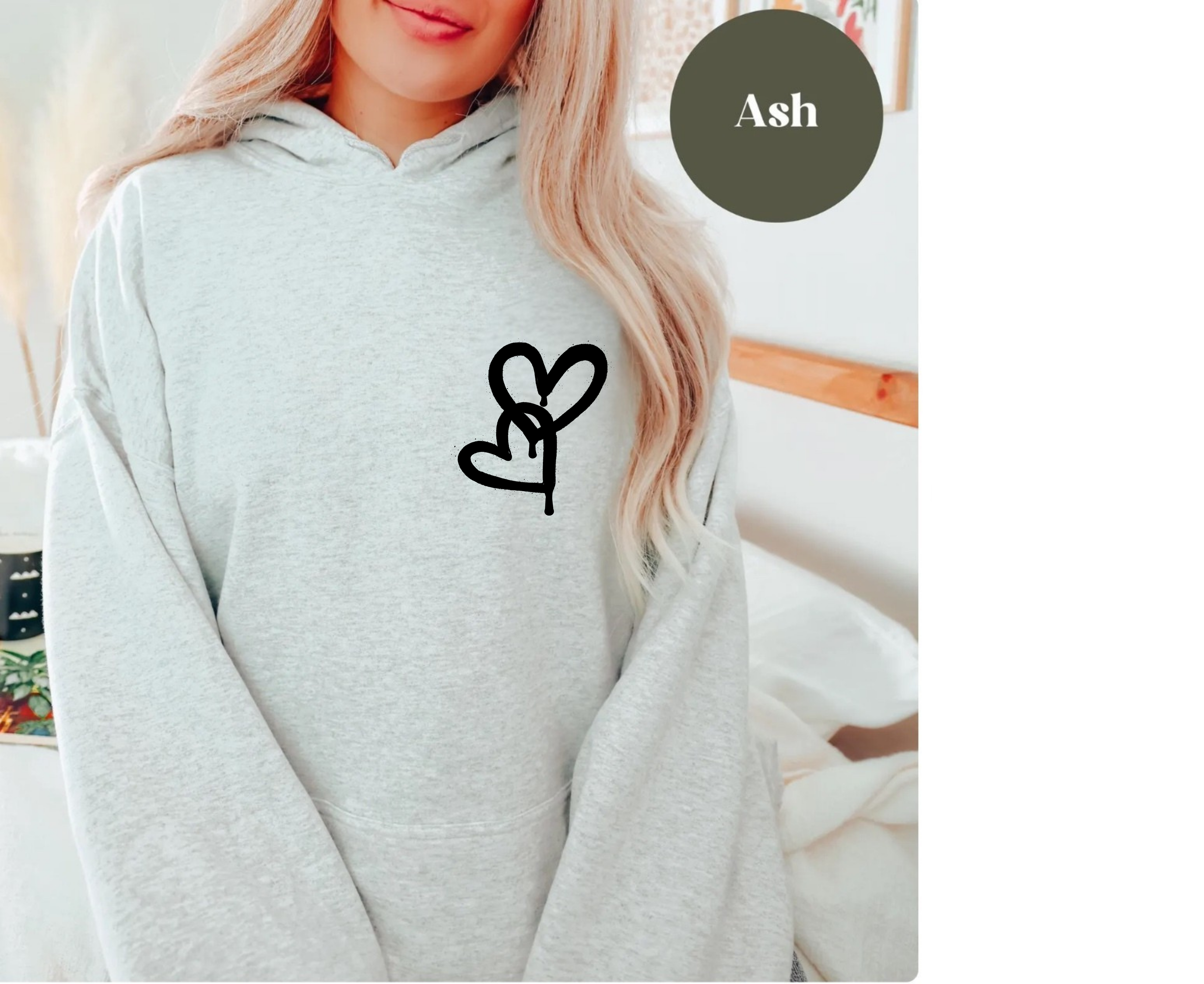Customizable: Interlocking Graffiti Heart Heavy Blend Hoodie