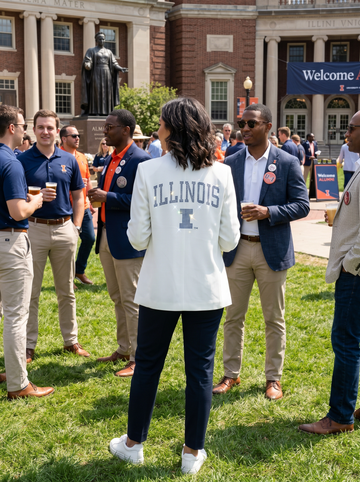 University of Illinois Rounded Illinois I White Ruched Blazer