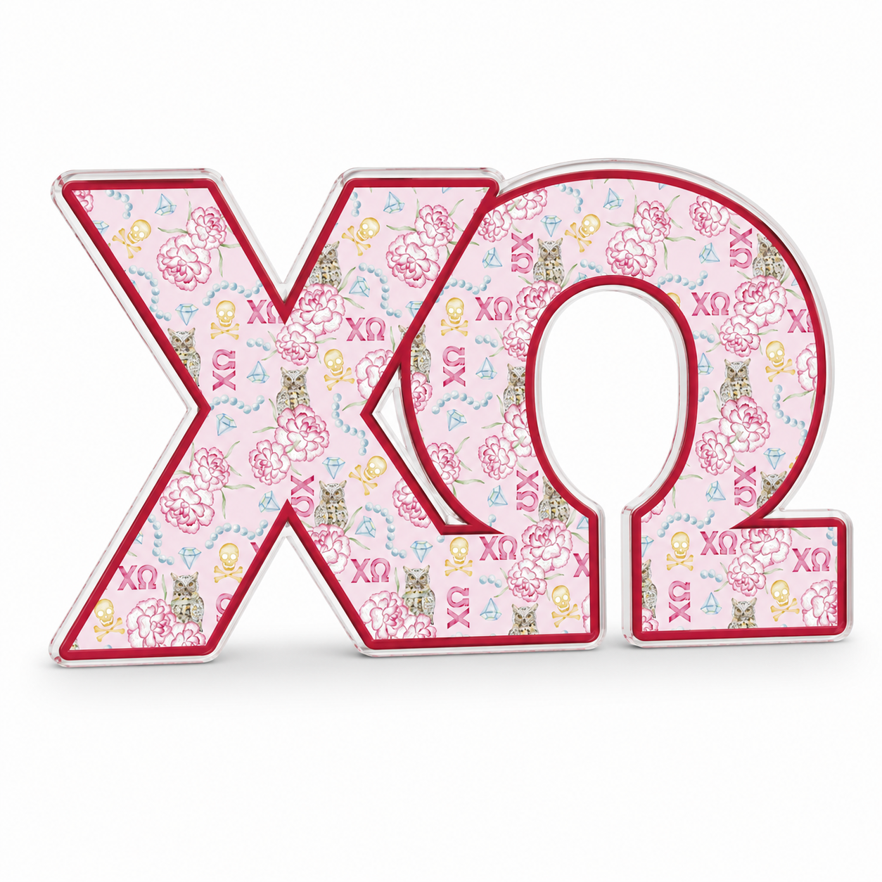 Chi Omega Acrylic Shelf Decor