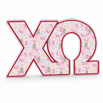 Chi Omega Acrylic Shelf Decor