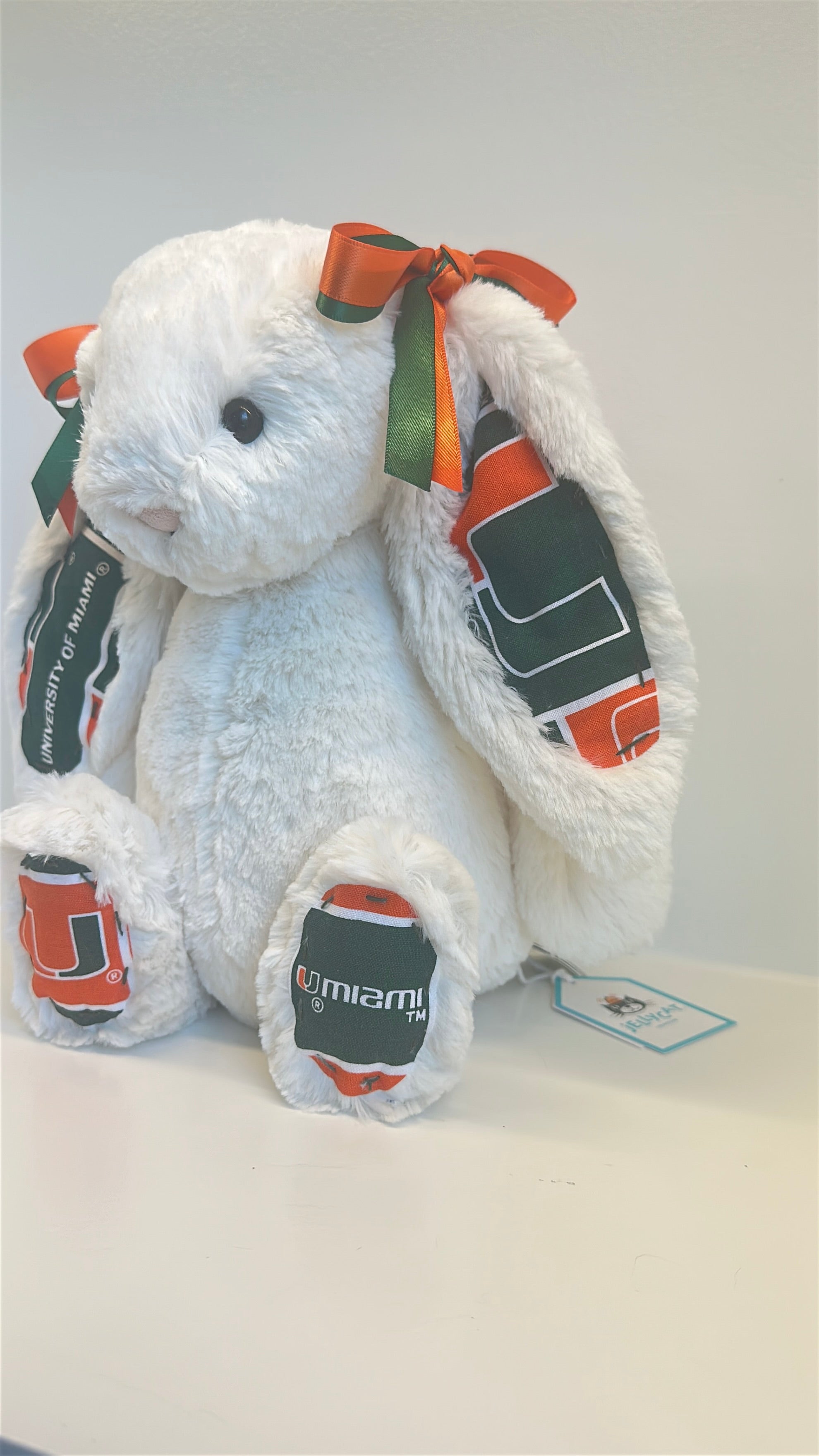 University of Miami Custom College Jellycat Bashful Bunny