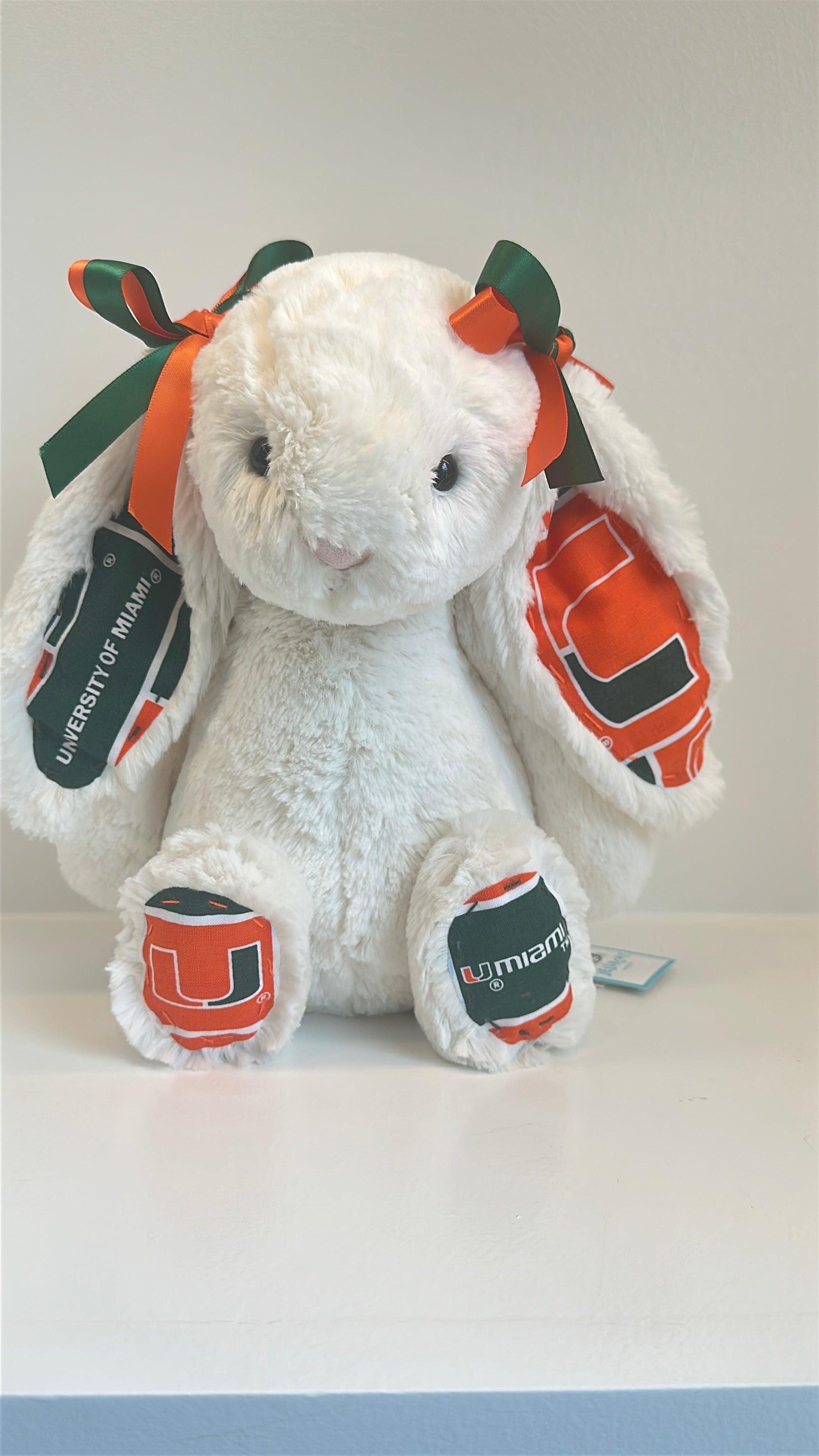 University of Miami Custom College Jellycat Bashful Bunny