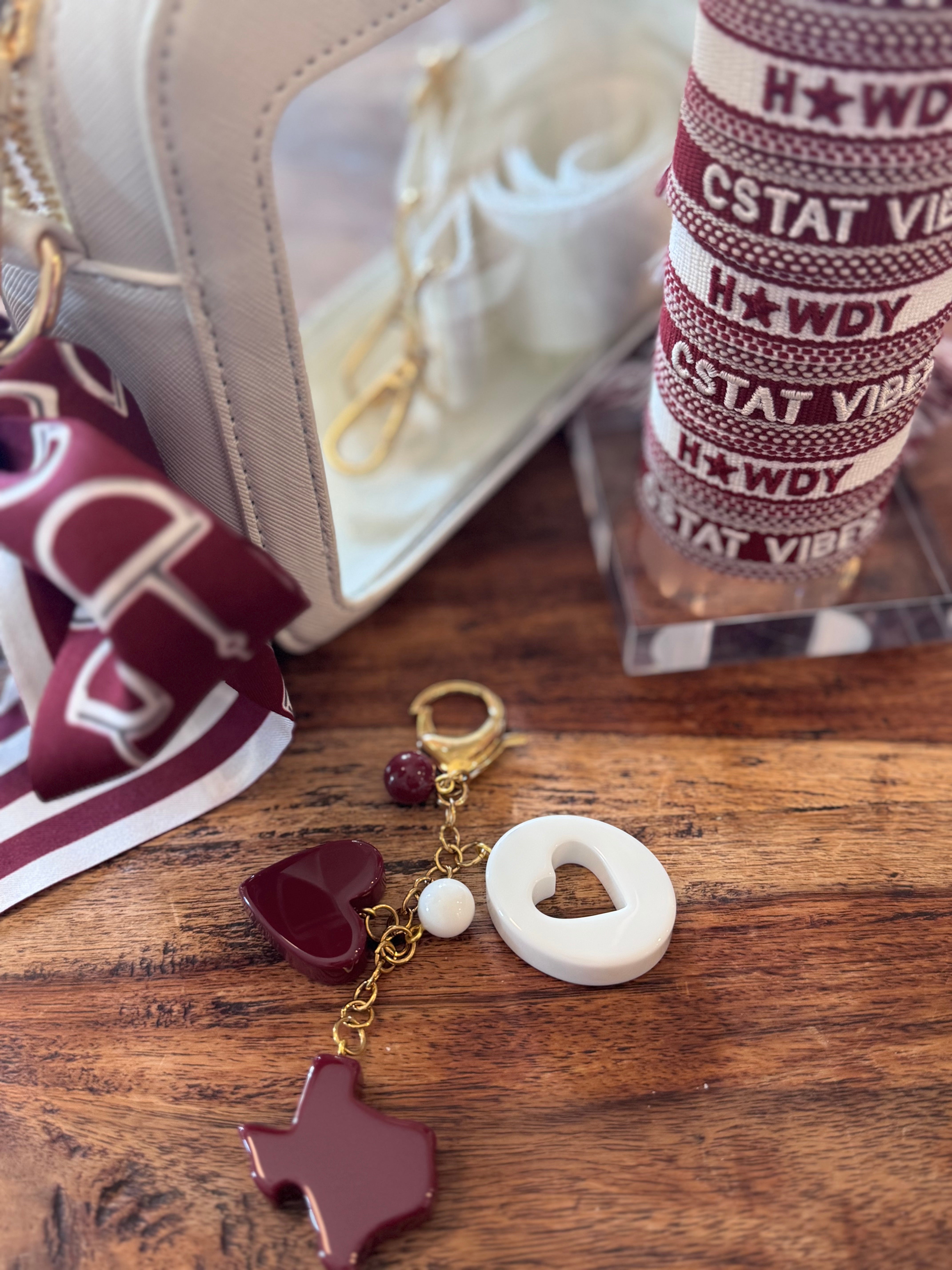 Luxe League Bag Charm Texas Edition - Maroon