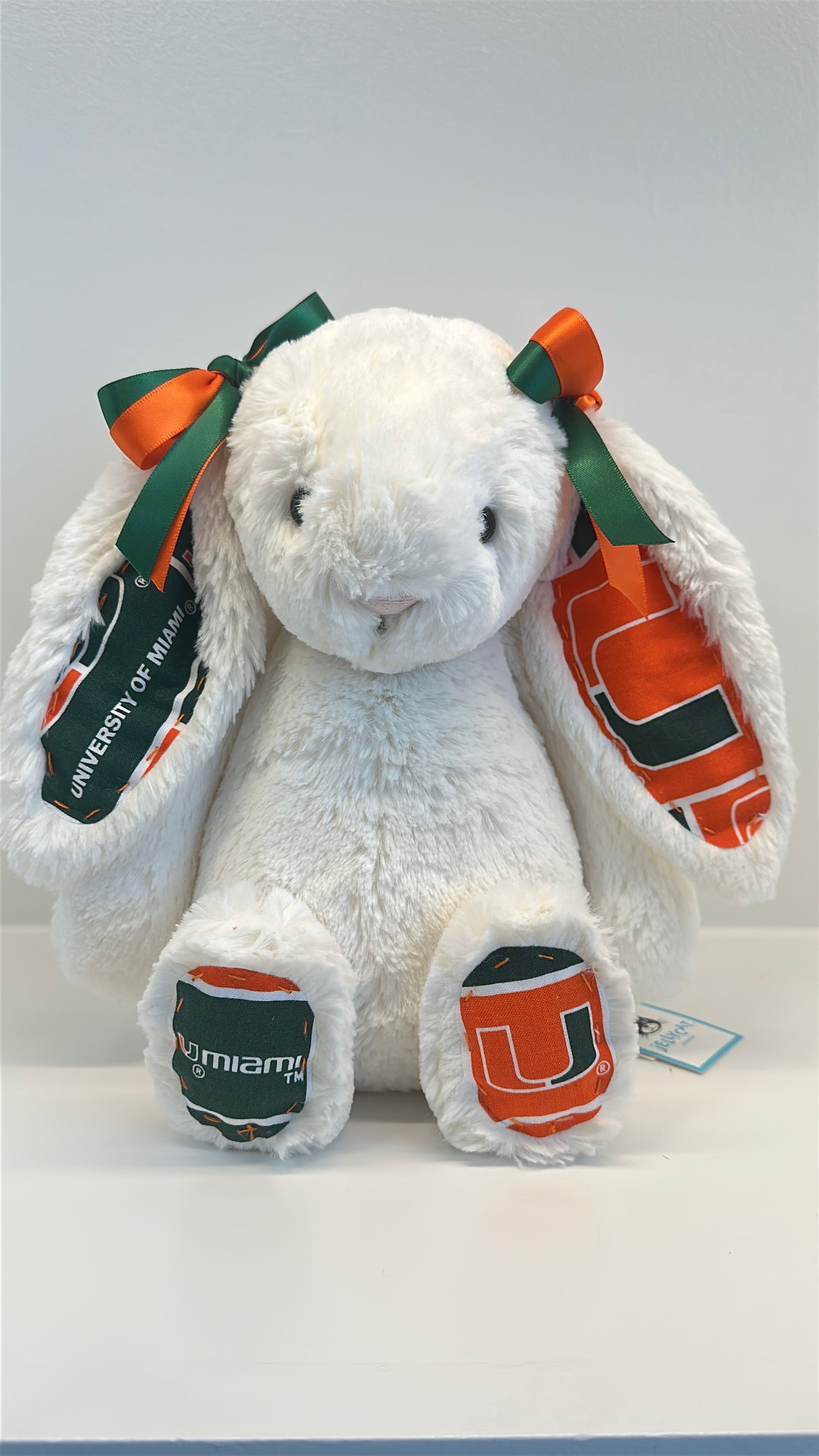 University of Miami Custom College Jellycat Bashful Bunny
