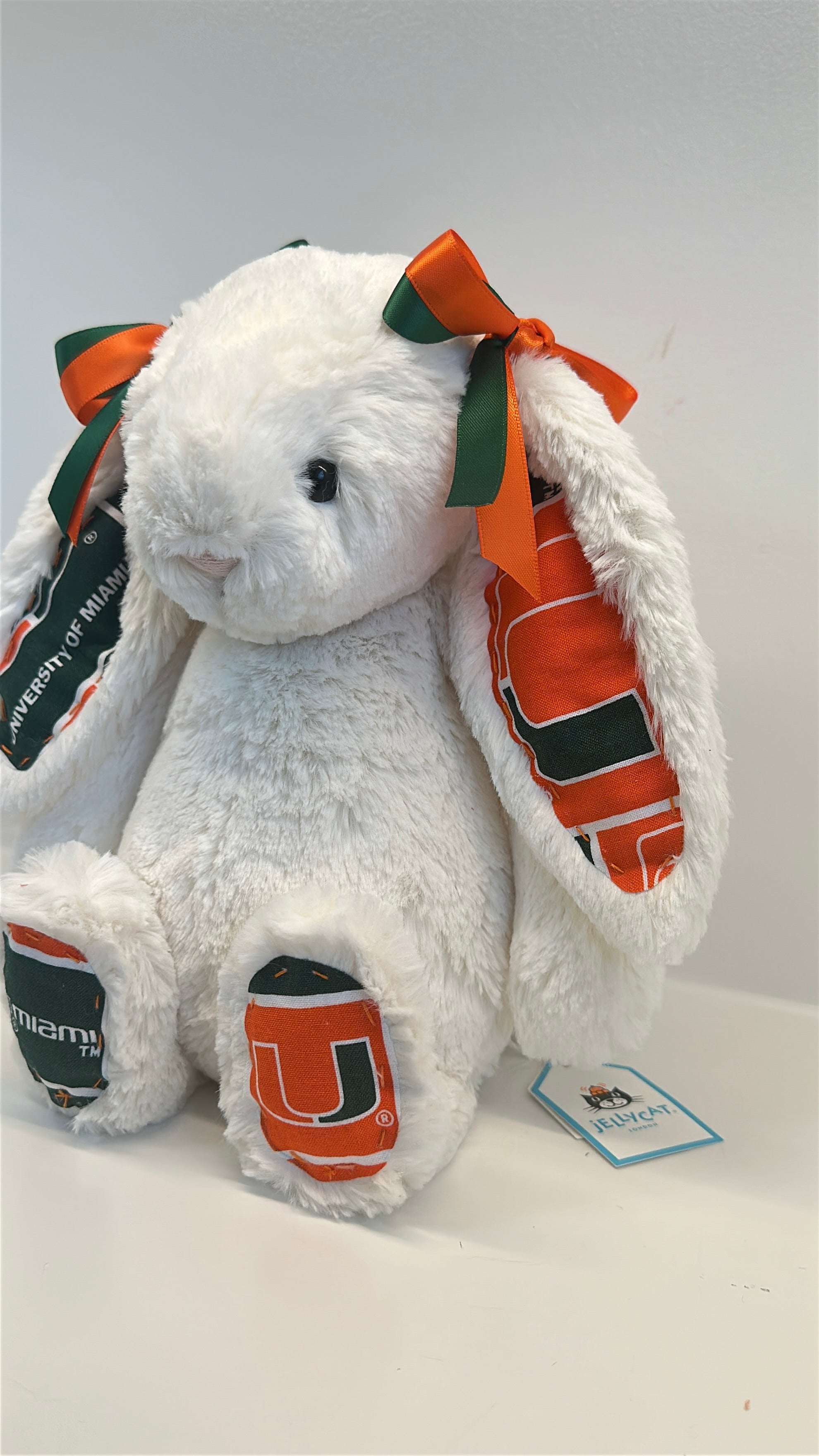 University of Miami Custom College Jellycat Bashful Bunny