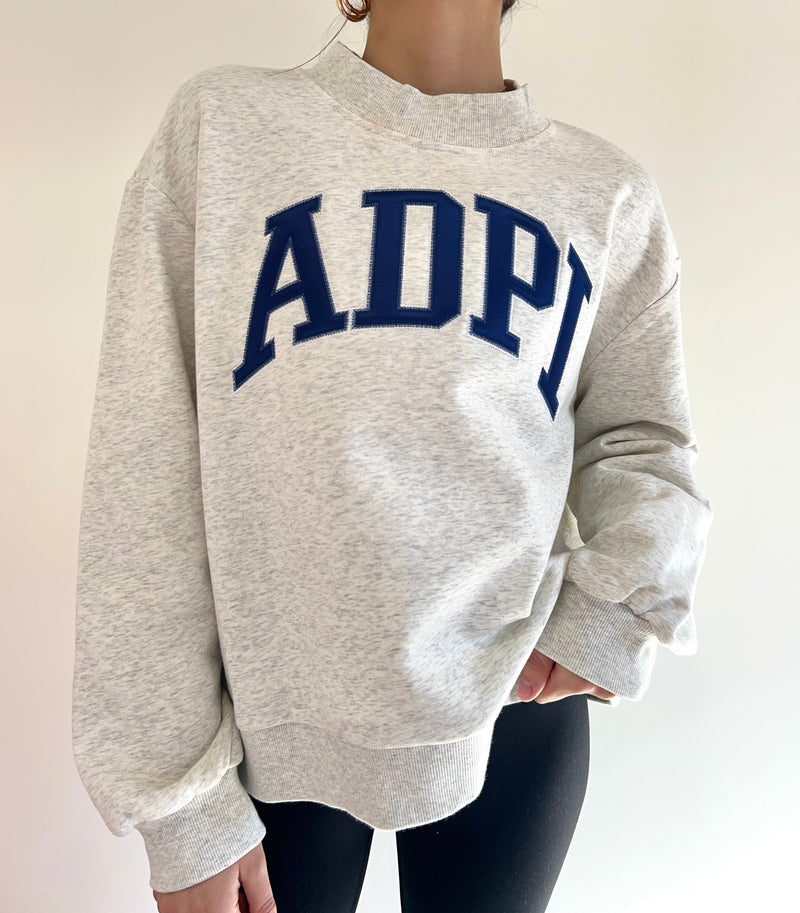 Campus Sorority Embroidered Mock Neck