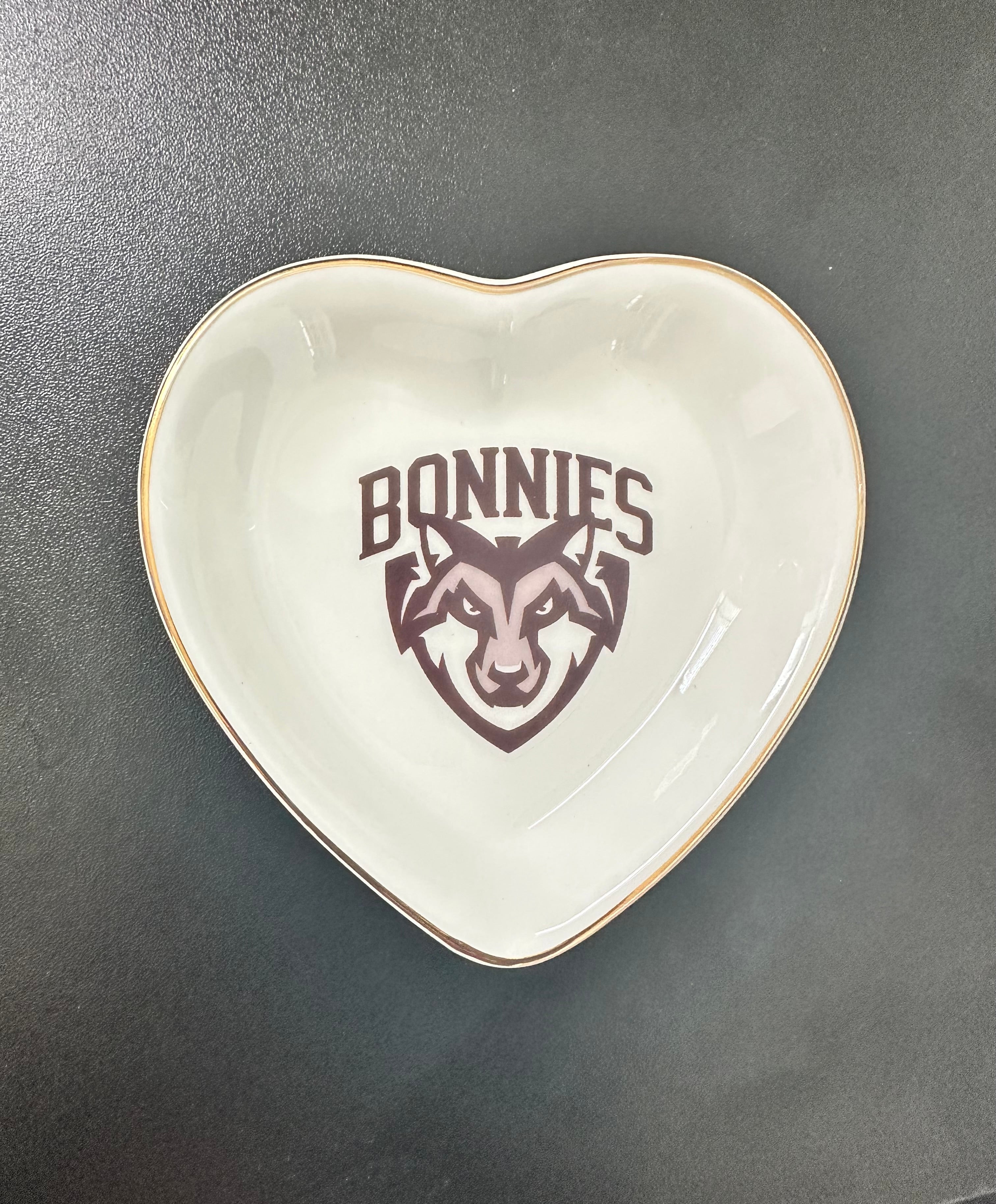Customizable Custom Heart Trinket Ring Dish: Personalized College Logo, Name