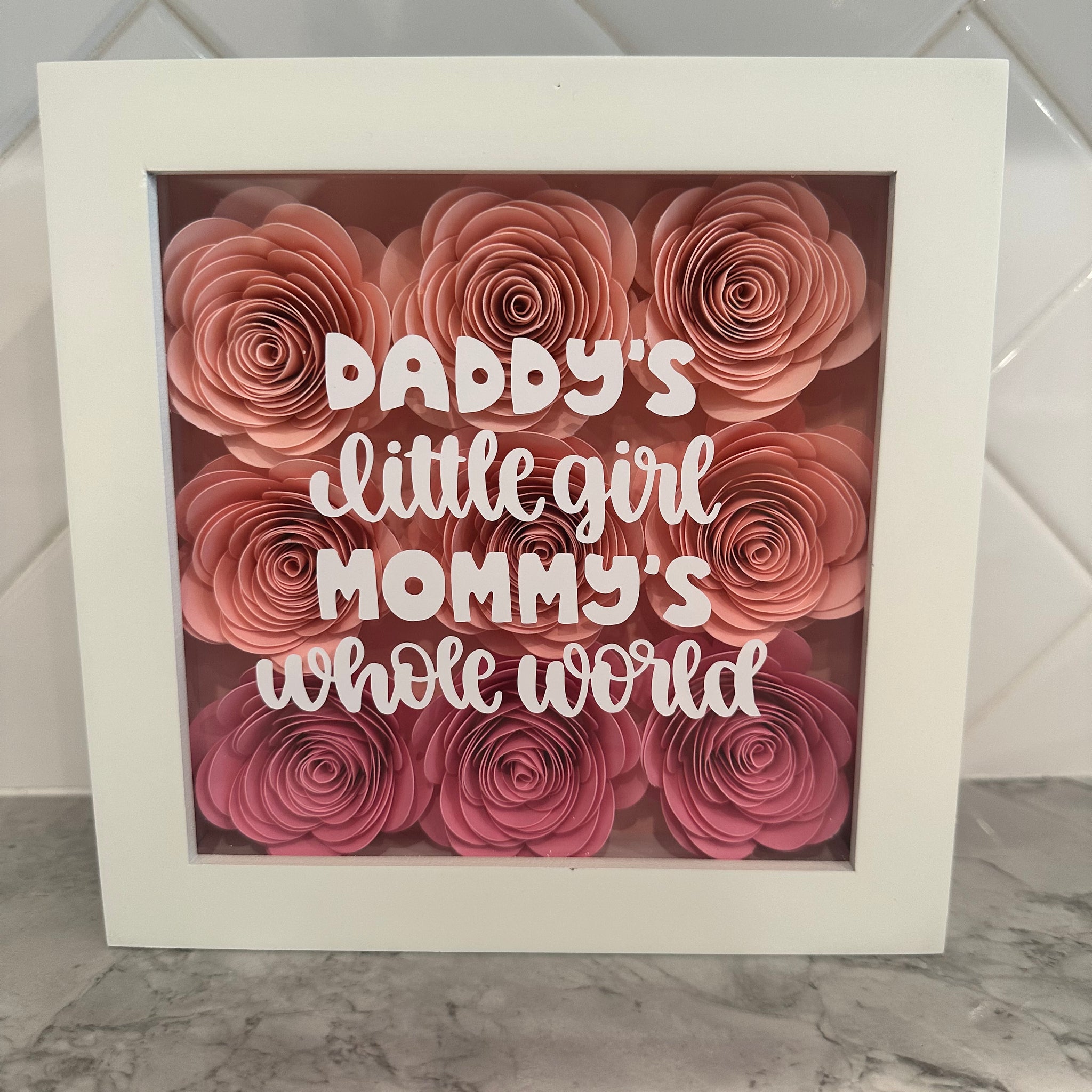 Daddy's Little Girl, Mommy's Whole World Flower Shadow Box | Perfect for Baby Shower | Girl's Nursery | Pregnancy Gift