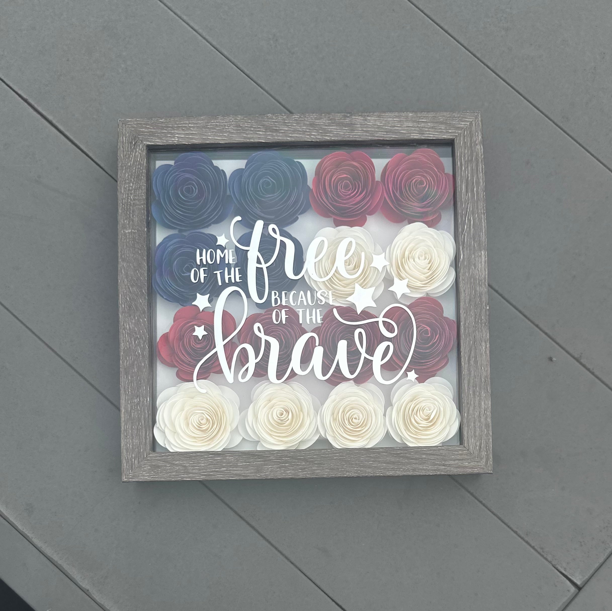 Customizable USA Patriotic Flower Shadow Box | Perfect Gift for Military, Law Enforcement, July 4th, Memorial Day