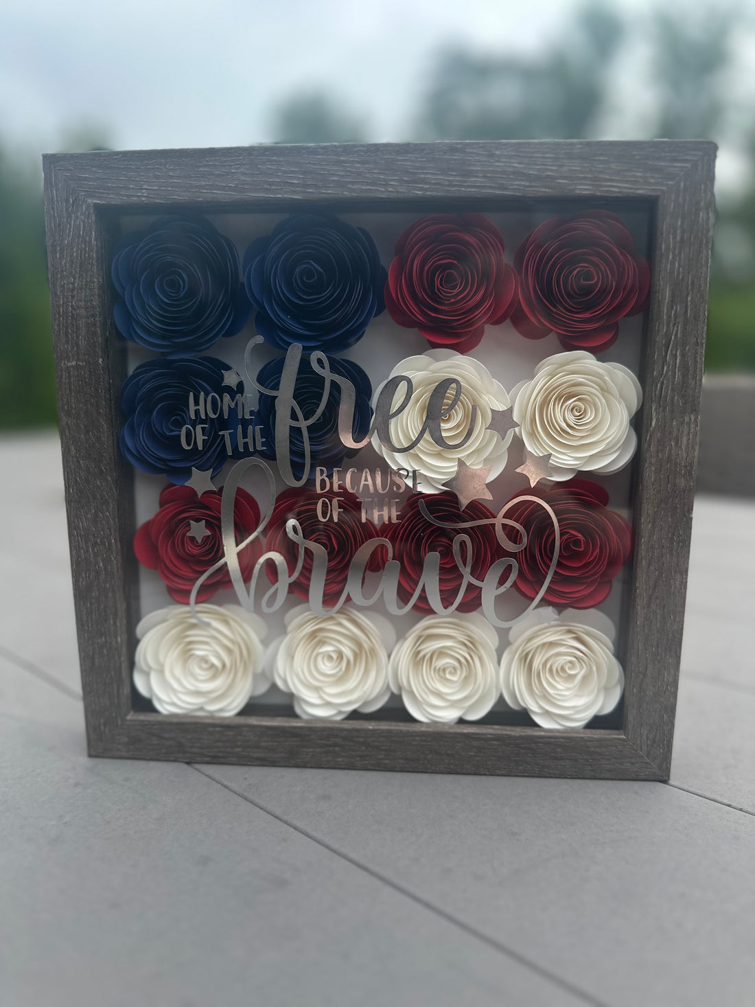 Customizable USA Patriotic Flower Shadow Box | Perfect Gift for Military, Law Enforcement, July 4th, Memorial Day