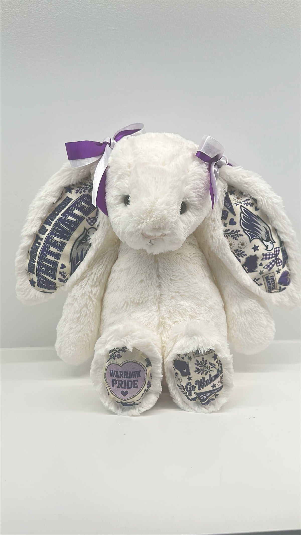 University of Wisconsin Whitewater Warhawks Custom Jellycat Bunny