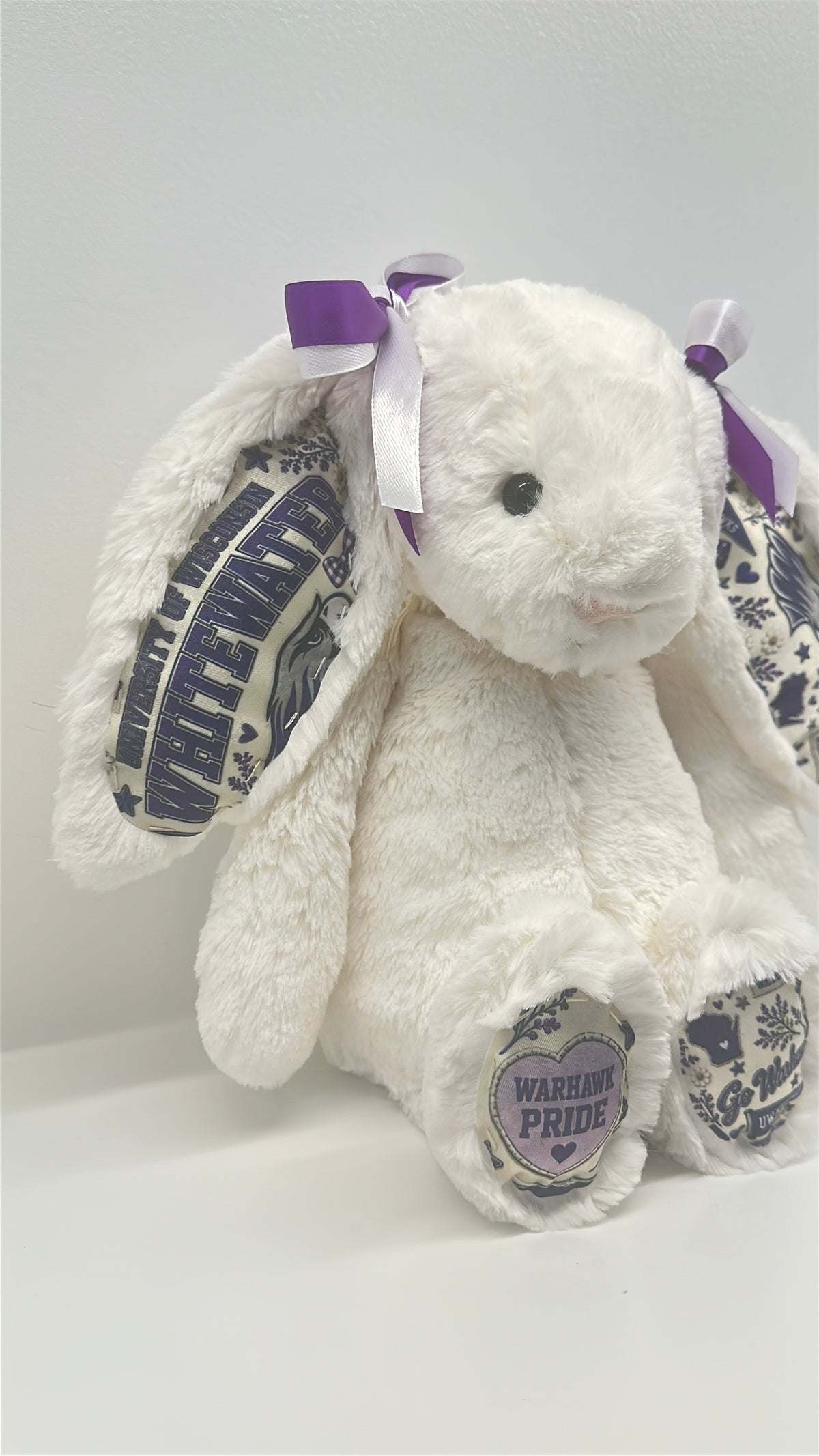 University of Wisconsin Whitewater Warhawks Custom Jellycat Bunny
