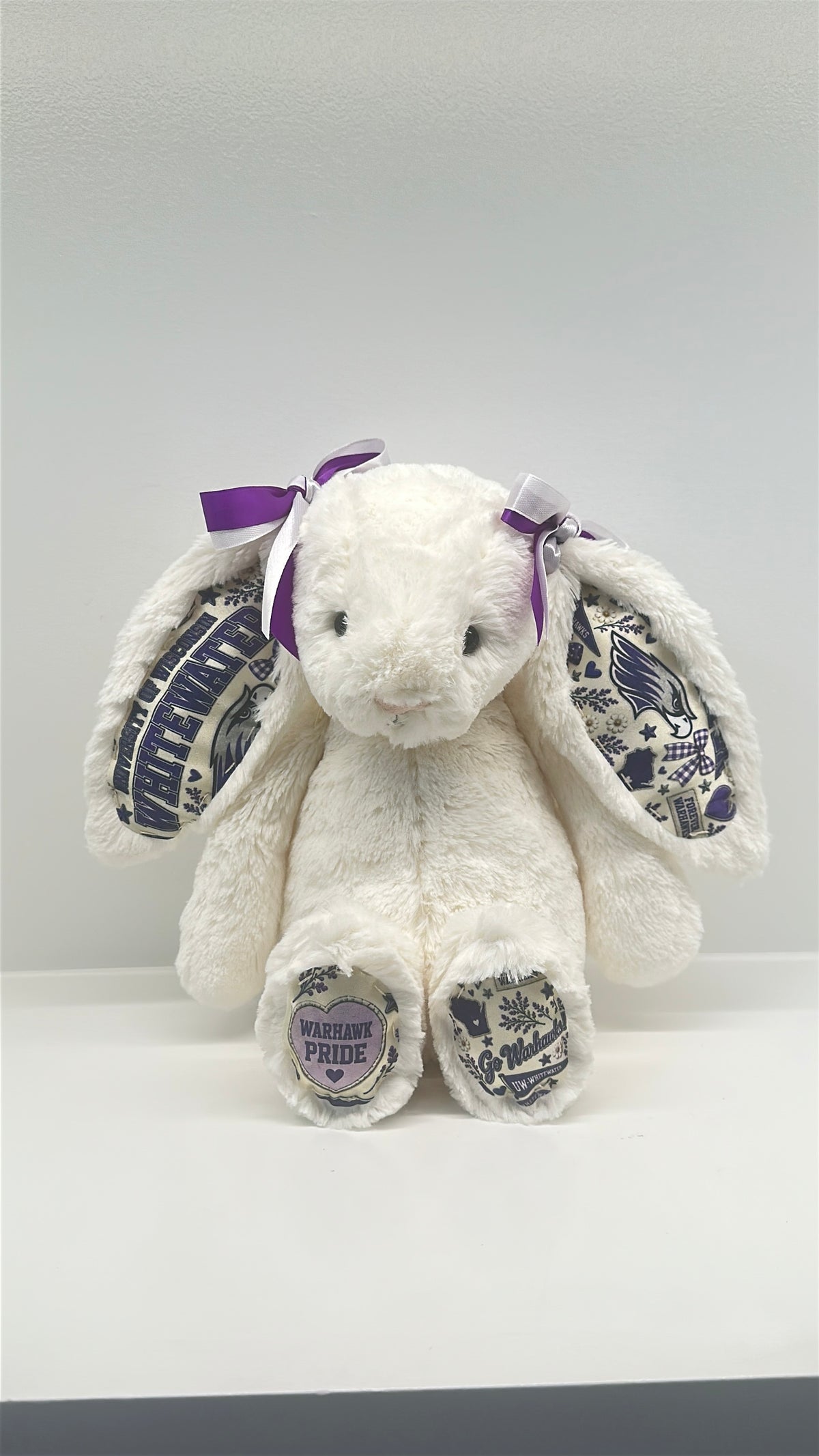 University of Wisconsin Whitewater Warhawks Custom Jellycat Bunny