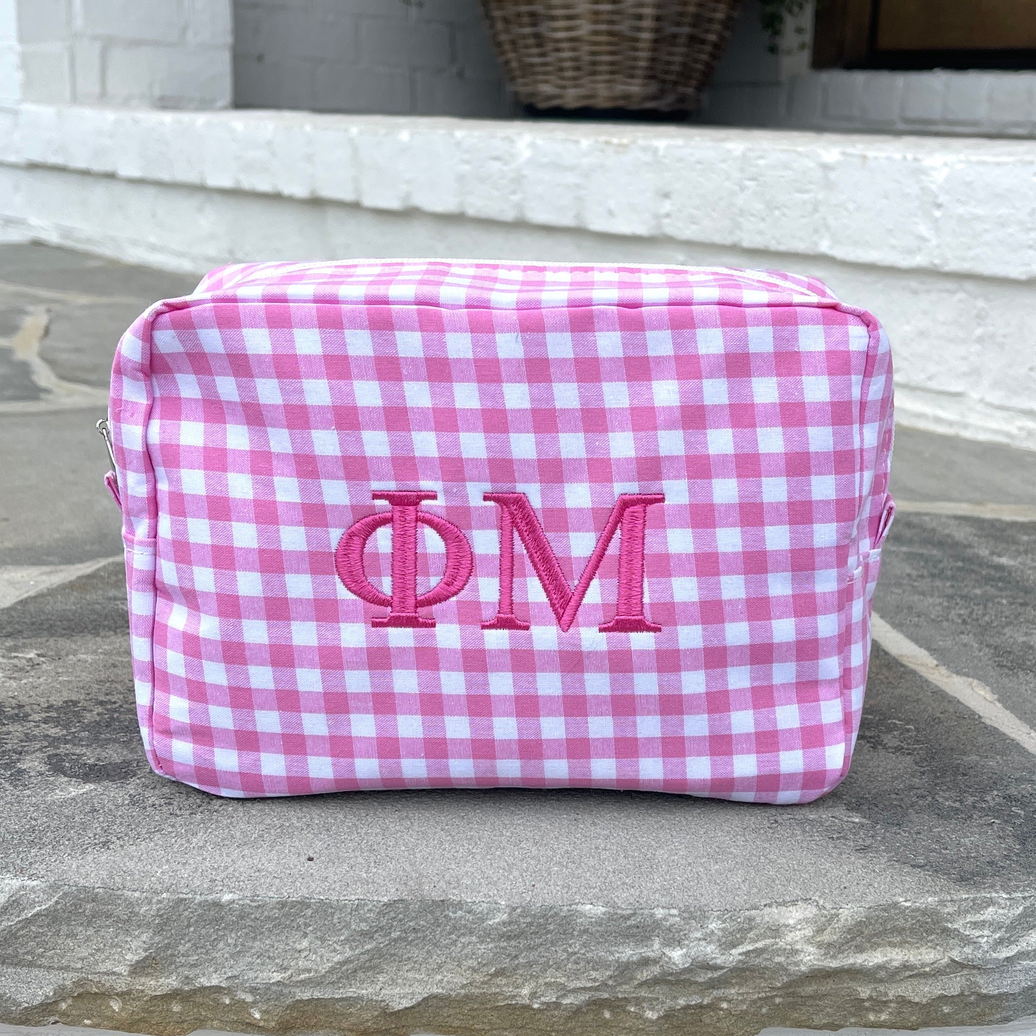 Phi Mu Gingham Cosmetic Bag