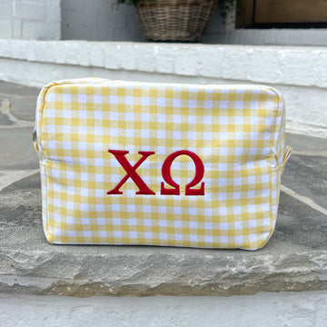 Chi Omega Gingham Cosmetic Bag