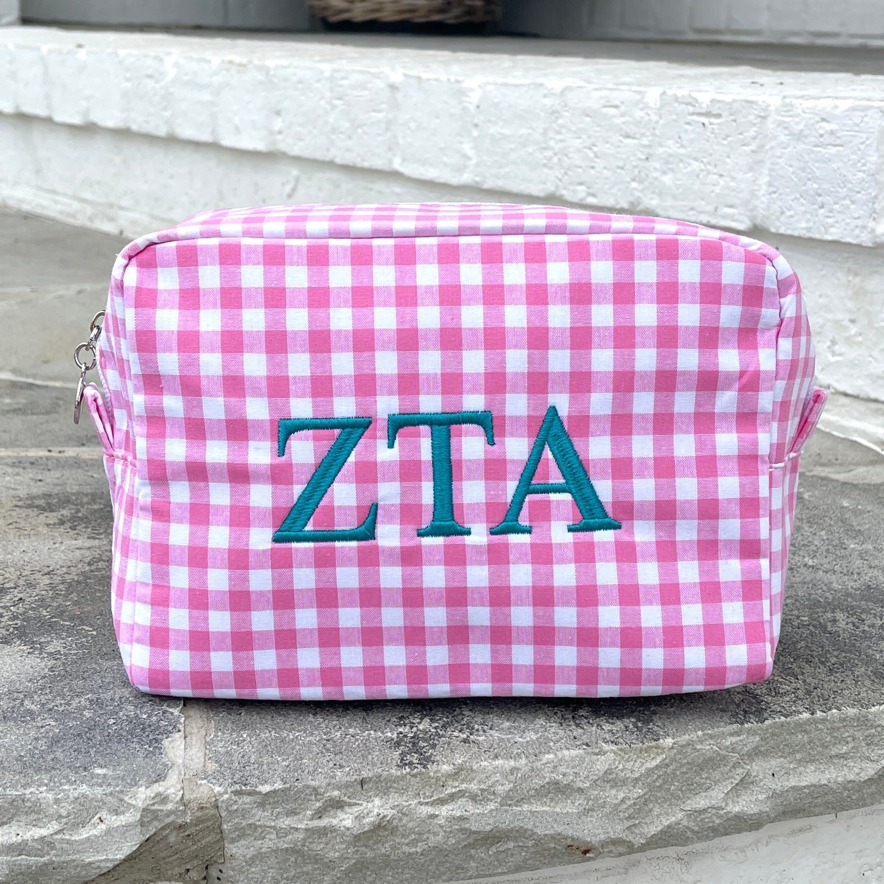 Zeta Tau Alpha Gingham Cosmetic Bag