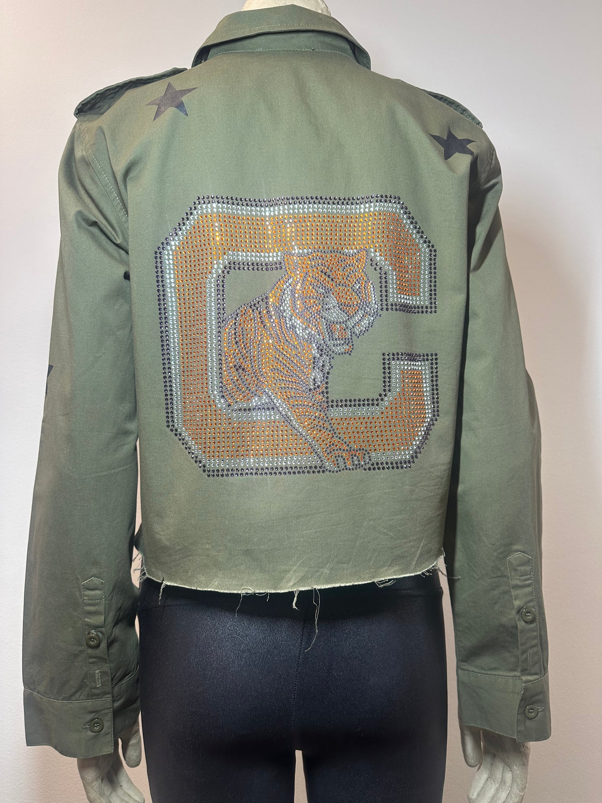 Clemson Big C and Tiger Army Green Shacket