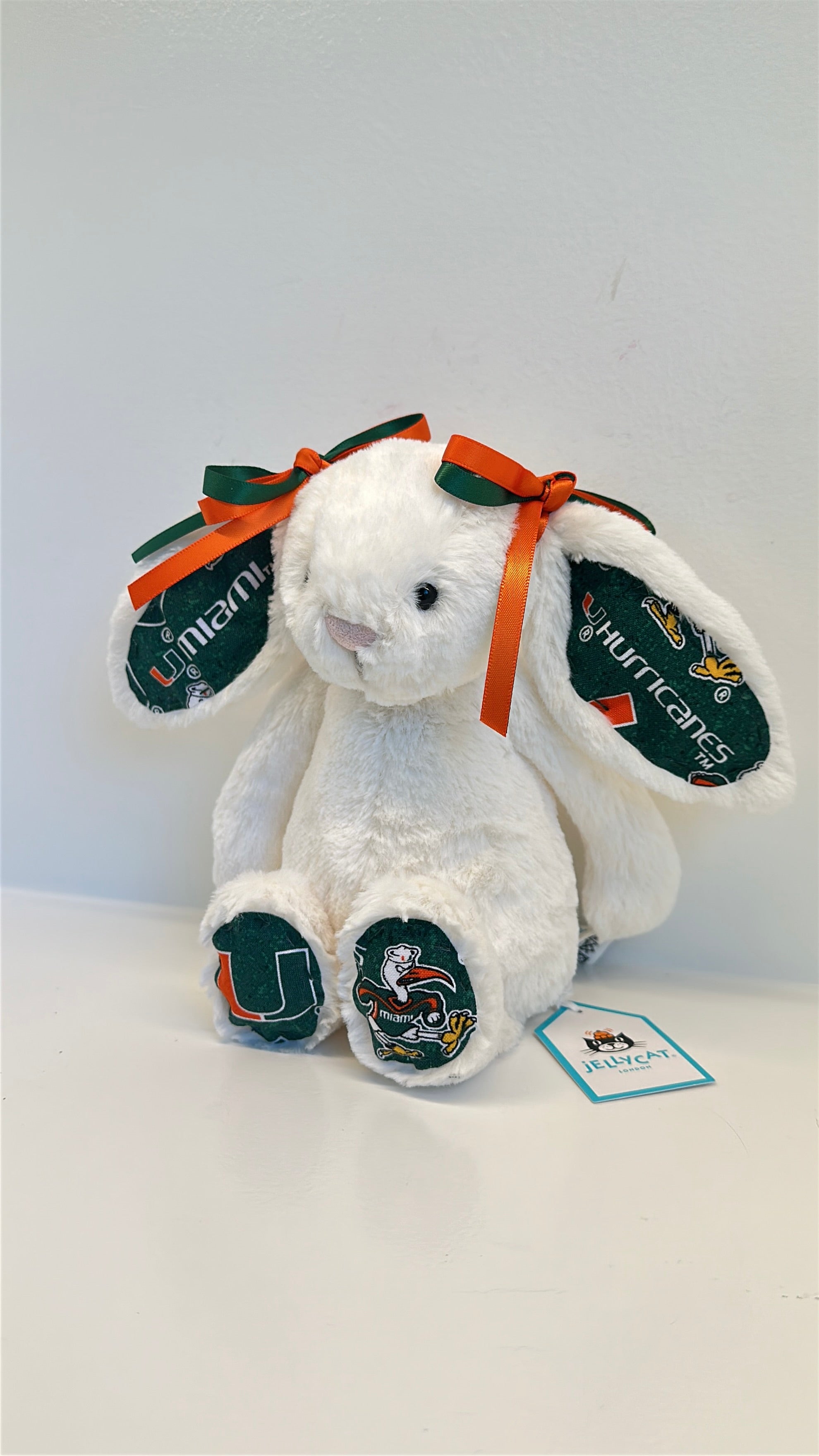 University of Miami Custom College Jellycat Bashful Bunny