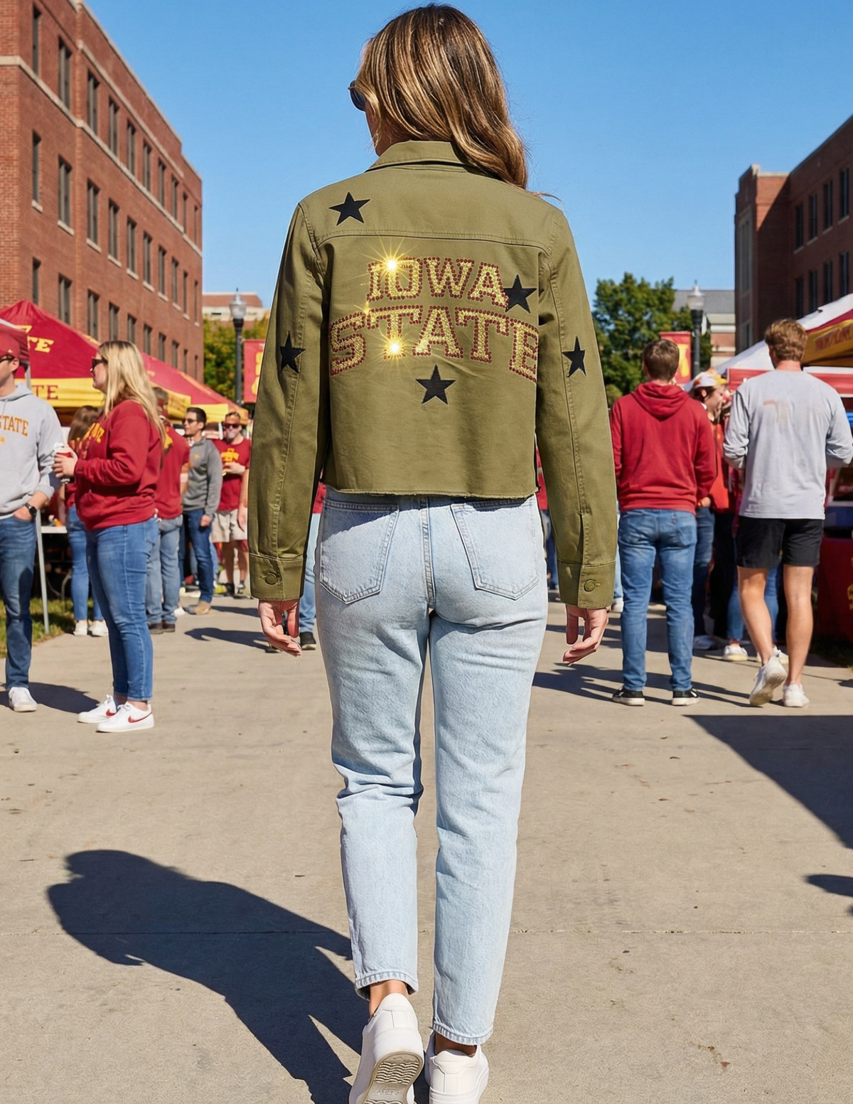 Iowa State Curved Army Green Shacket