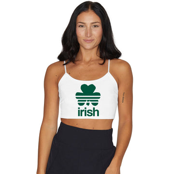 Irish Clover White Spaghetti Strap Crop Top