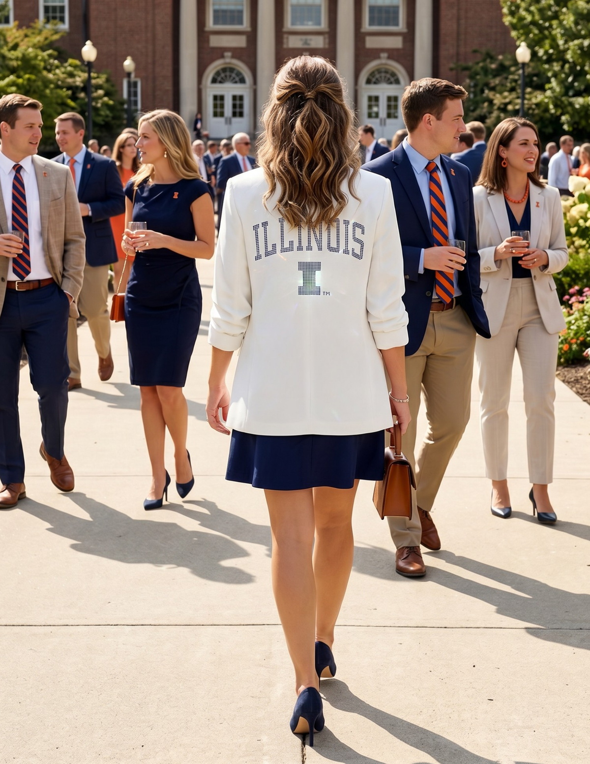 University of Illinois Rounded Illinois I White Ruched Blazer