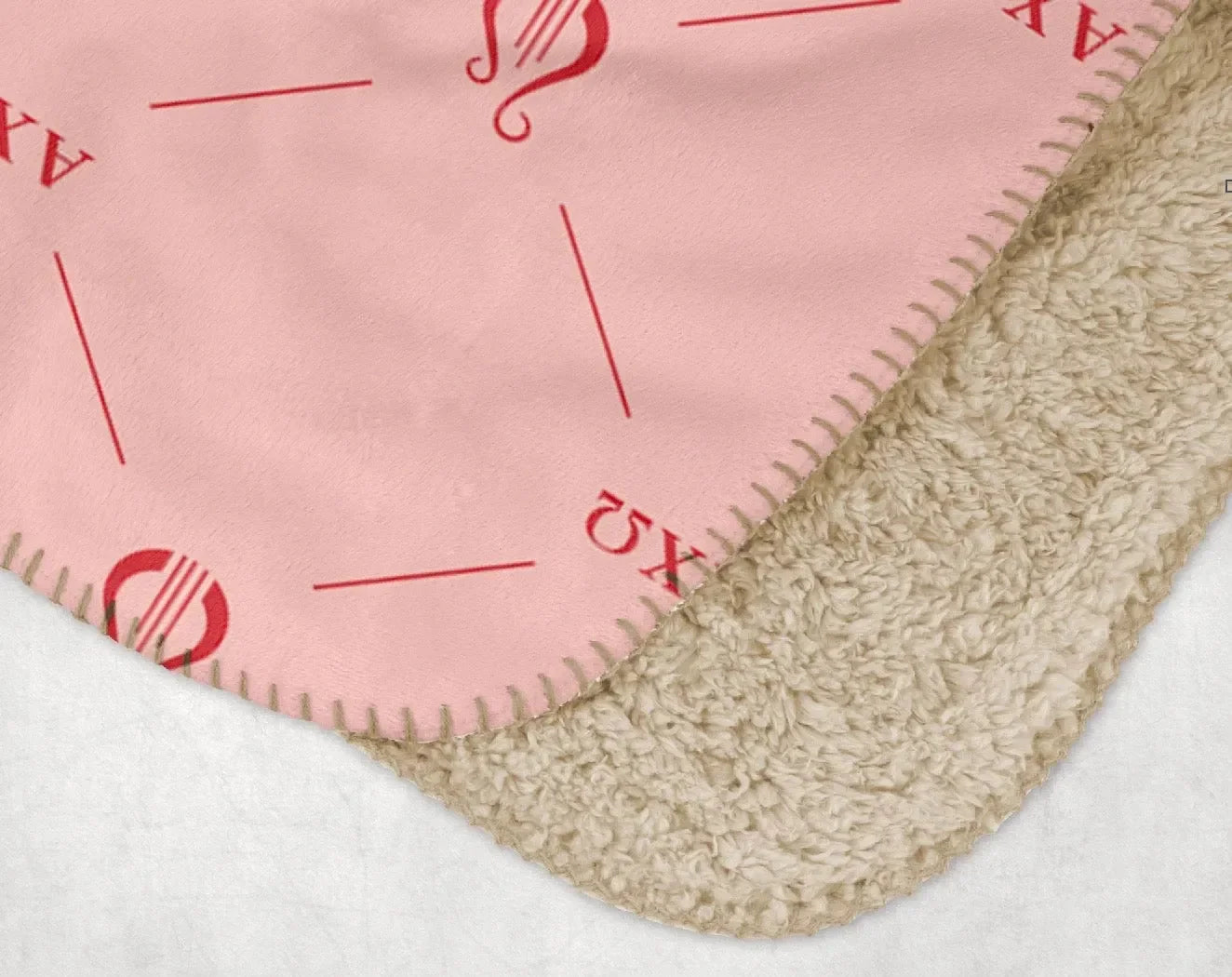 Alpha Chi Omega XL 60x80. Sherpa Throw Blanket Classic Pattern