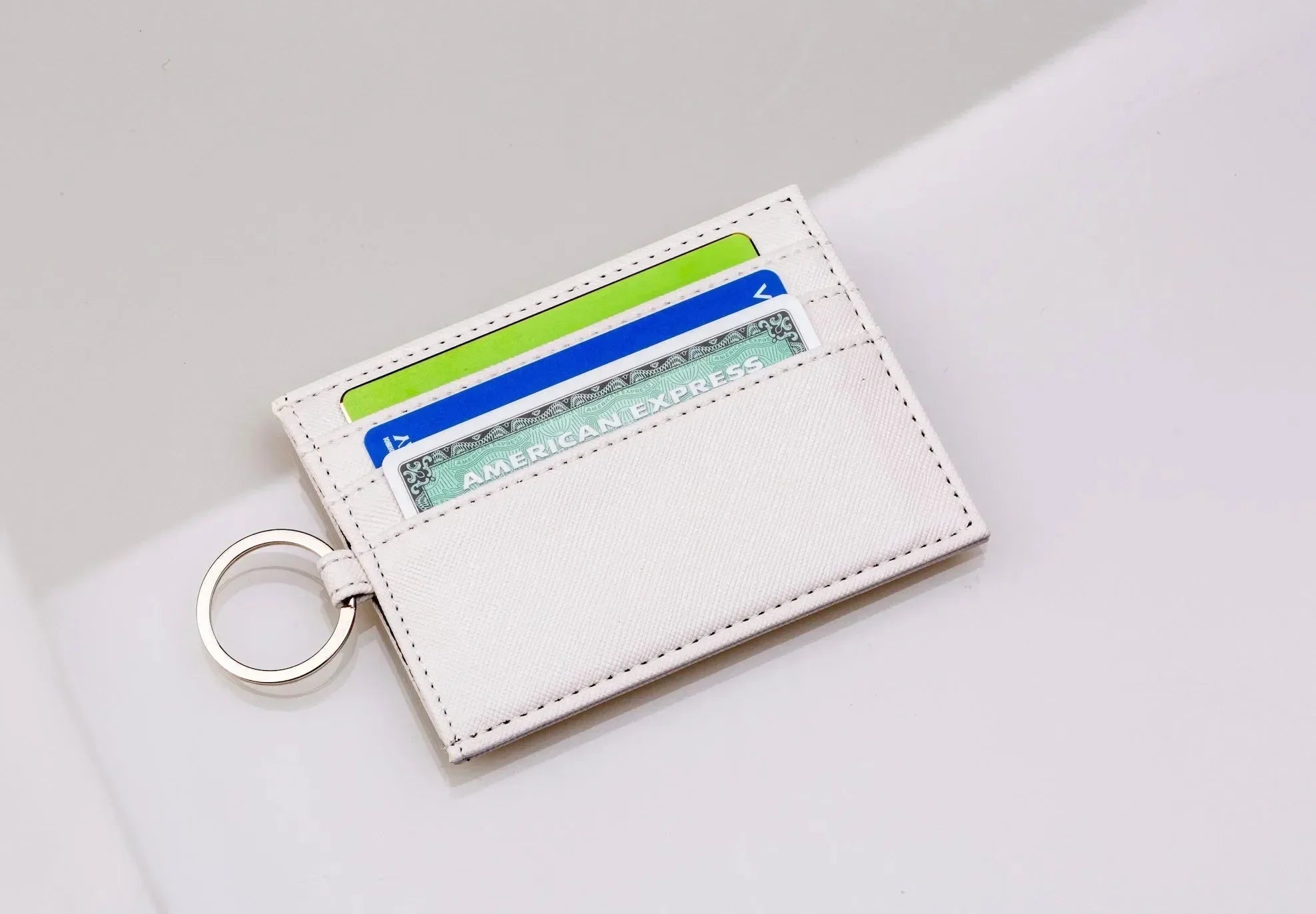 Alpha Sigma Alpha Vegan Saffiano Leather Keychain Card Holder Greek Letters