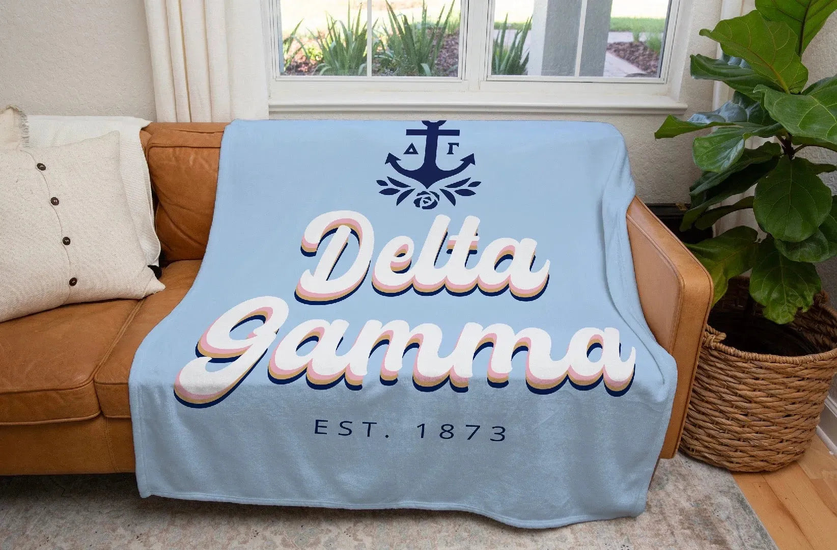 Delta Gamma XL 60x80 Sherpa Throw Blanket - Retro