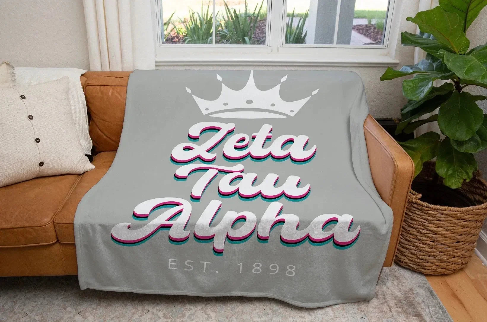 Zeta Tau Alpha Sherpa Blanket - Retro XL 60"x80"