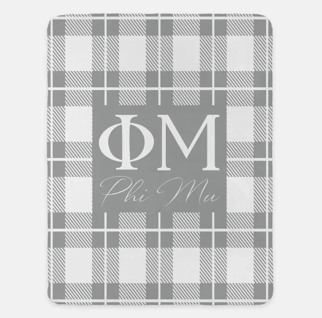 Phi Mu Plaid XL 60x80 Sherpa Throw Blanket