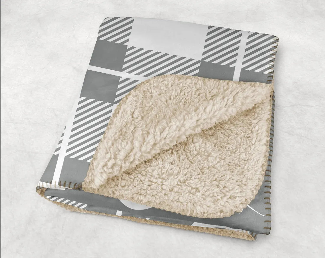 Phi Mu Plaid XL 60x80 Sherpa Throw Blanket