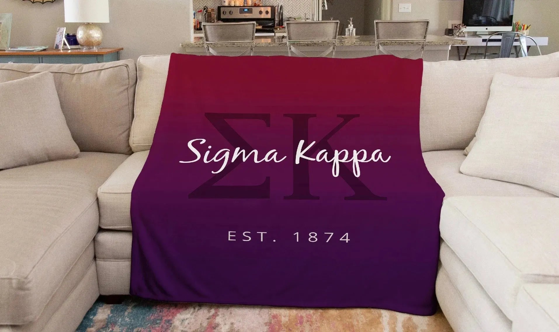 Sigma Kappa XL 60x80 Sherpa Throw Blanket - Maroon Gradient