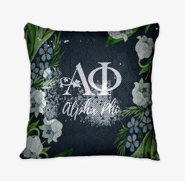 Alpha Phi Dark Lily Sequin Pillow Cover