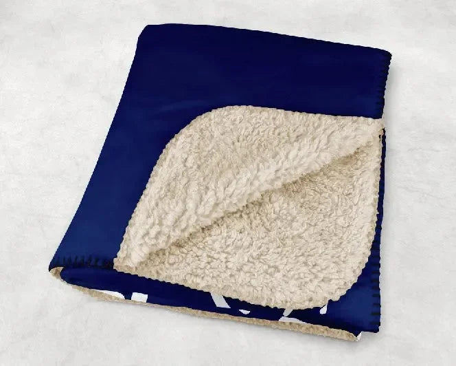Kappa Kappa Gamma XL 60x80 Blue Wide Band Sherpa Blanket