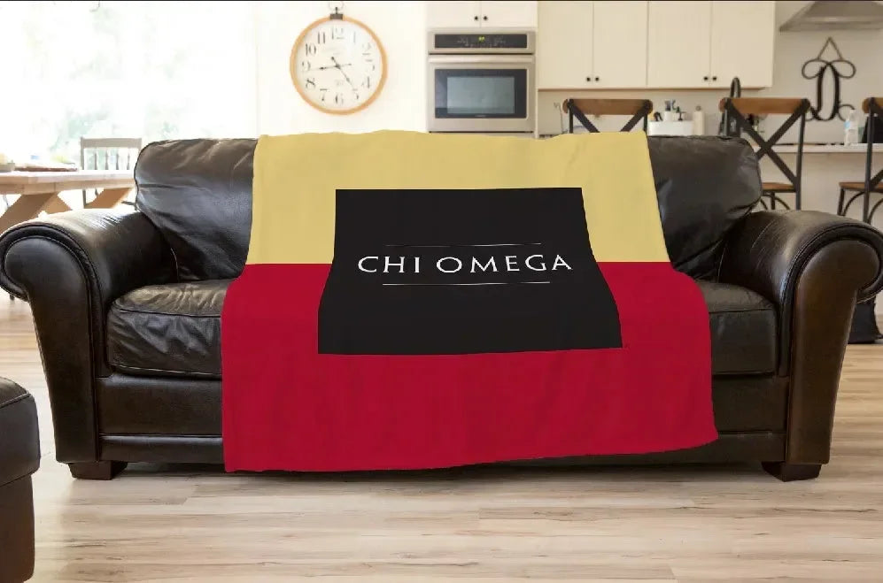 Chi Omega XL 60x80 Sherpa Throw Blanket - Color Block