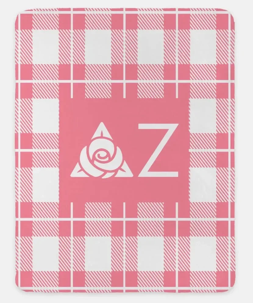 Delta Zeta XL 60x80 Plaid Sherpa Throw Blanket