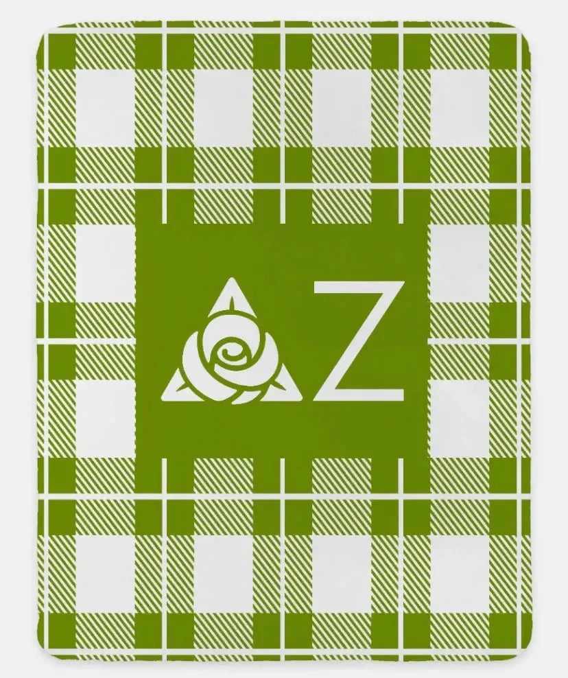 Delta Zeta XL 60x80 Plaid Sherpa Throw Blanket