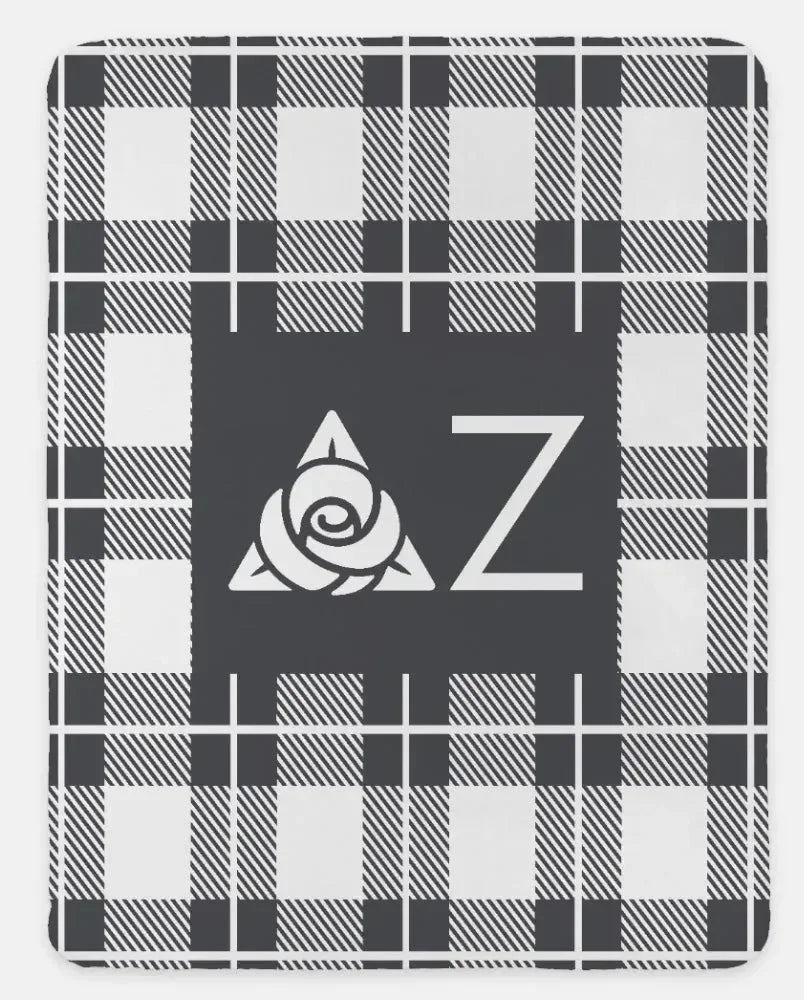 Delta Zeta XL 60x80 Plaid Sherpa Throw Blanket