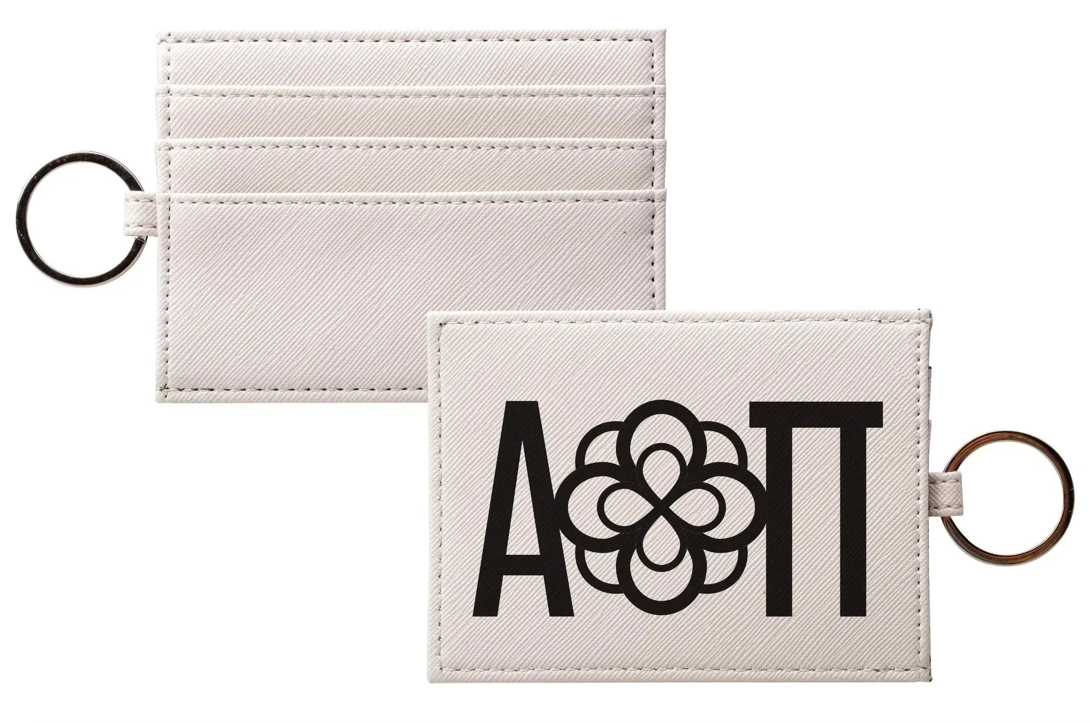 Alpha Omicron Pi Vegan Saffiano Leather Traditional Keychain Card Holder