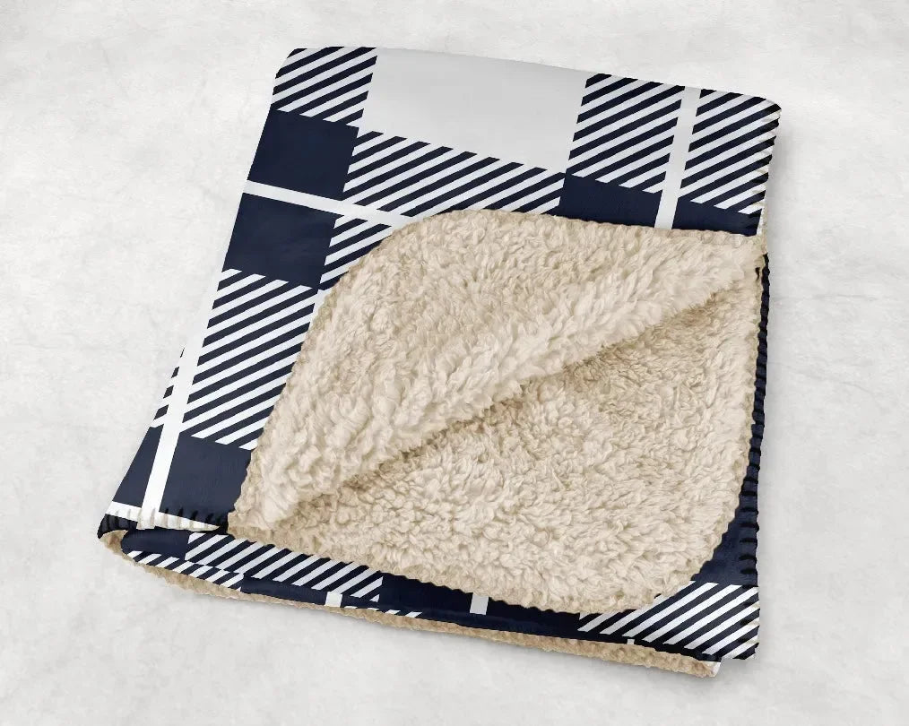 Pi Beta Phi XL 60x80 Sherpa Throw Blanket - Gray Plaid