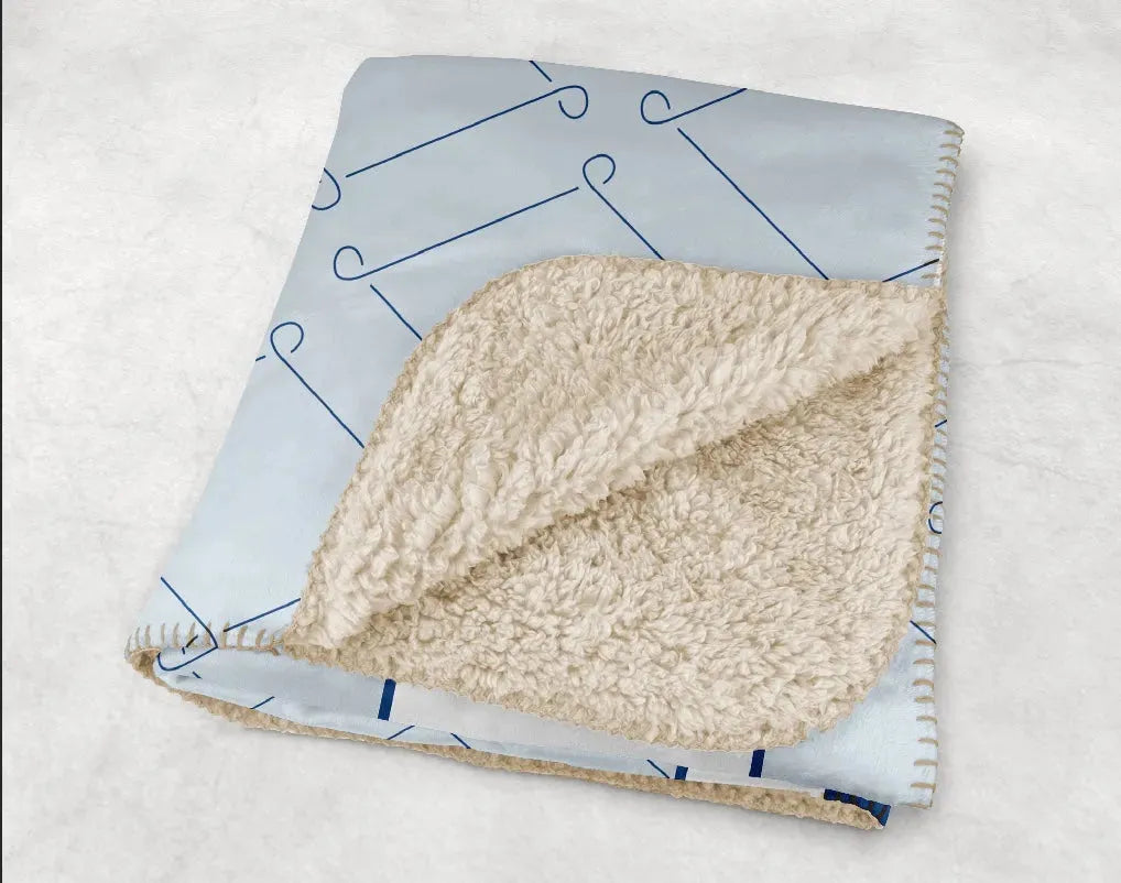 Pi Beta Phi XL 60x80 Sherpa Throw Blanket - Blue Crest Pattern