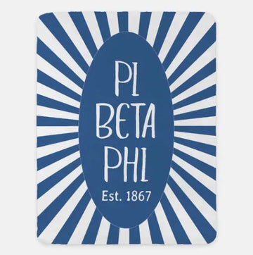 Pi Phi XL 60x80 Sherpa Throw Blanket - Blue Starburst