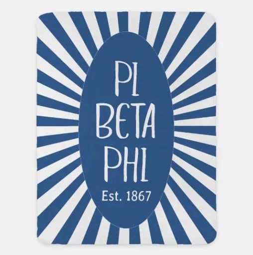 Pi Phi XL 60x80 Sherpa Throw Blanket - Blue Starburst