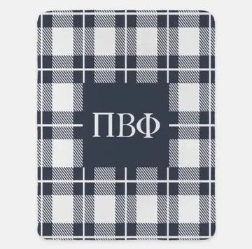 Pi Beta Phi XL 60x80 Sherpa Throw Blanket - Gray Plaid