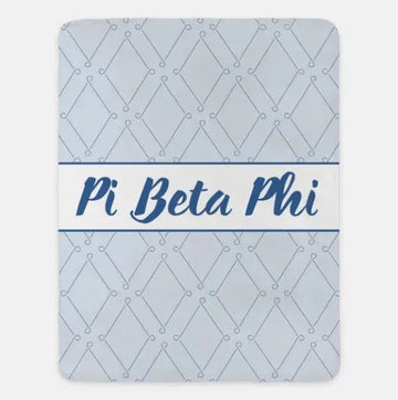 Pi Beta Phi XL 60x80 Sherpa Throw Blanket - Blue Crest Pattern