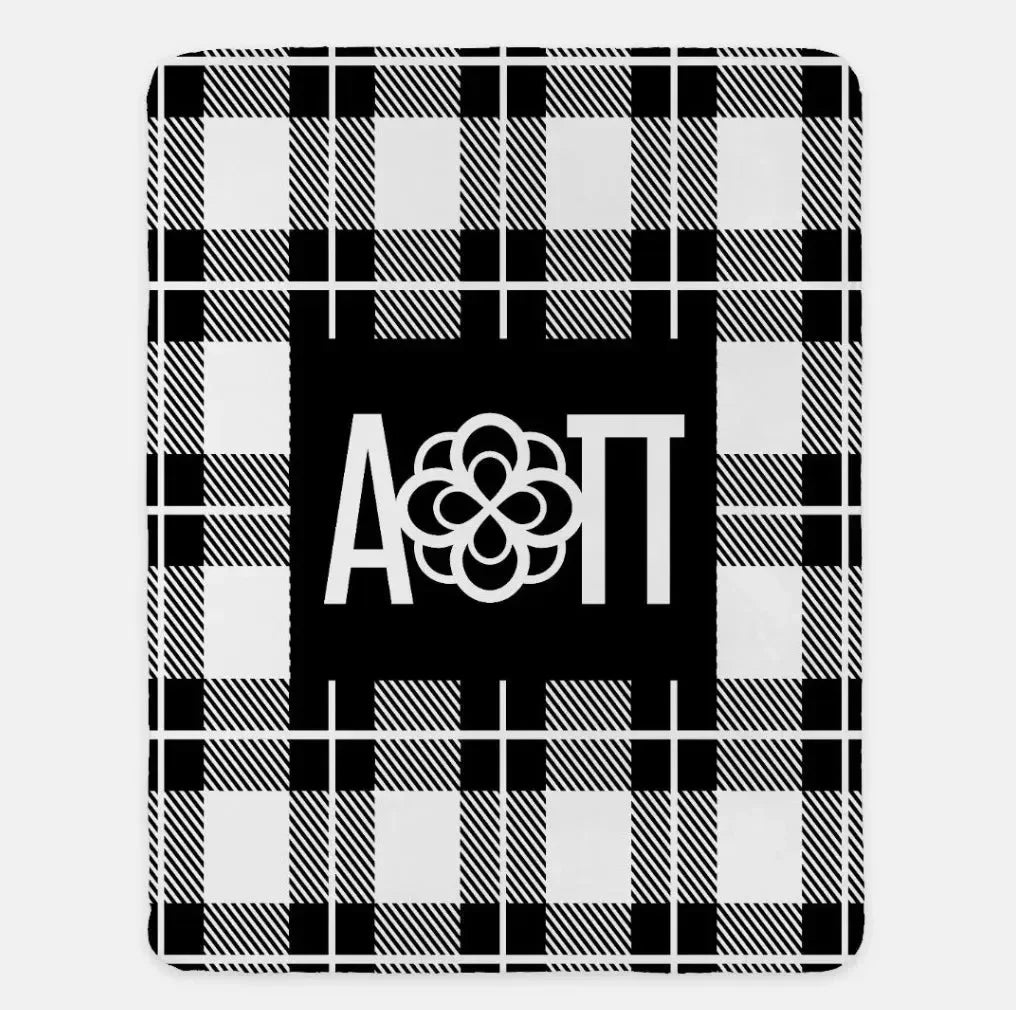 Alpha Omicron Pi XL 60x80 Plaid Sherpa Blanket